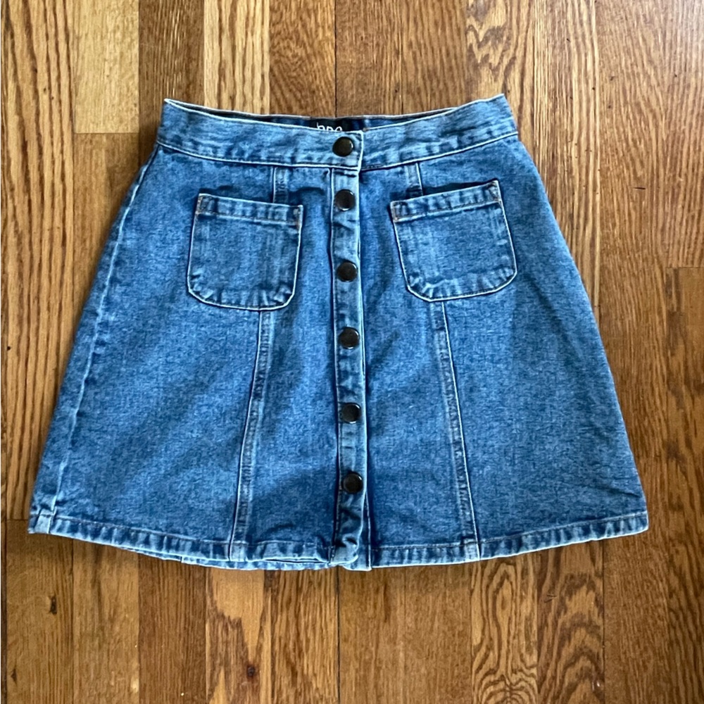 BDG denim miniskirt with snap closures